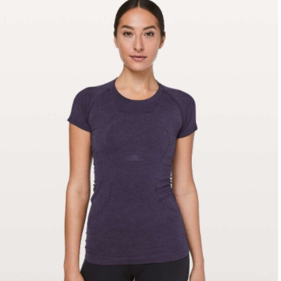 Lululemon Swiftly Tech Short Sleeve Crew Dark Court Purple / Black Size 6 - Picture 1 of 9